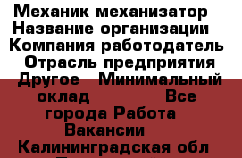 Механик-механизатор › Название организации ­ Компания-работодатель › Отрасль предприятия ­ Другое › Минимальный оклад ­ 23 000 - Все города Работа » Вакансии   . Калининградская обл.,Пионерский г.